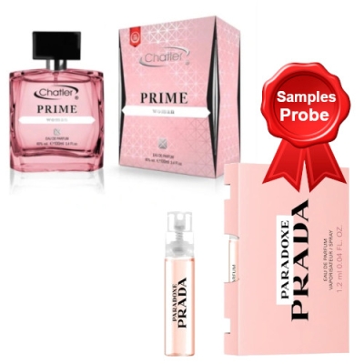 Chatler Prime Woman - Eau de Parfum fur Damen 100 ml, Probe Prada Paradoxe EDP 1,2 ml